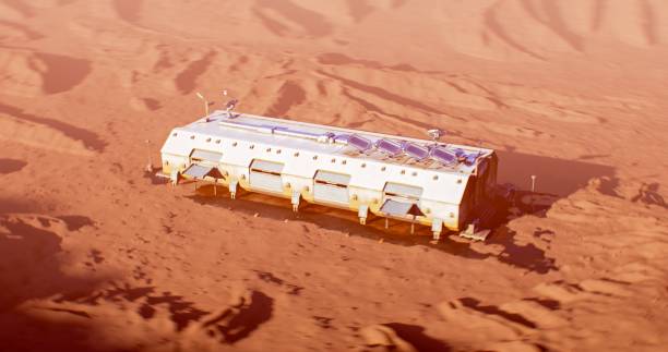 istock Mars features an industrial space station set against a dusty desert 2162474916