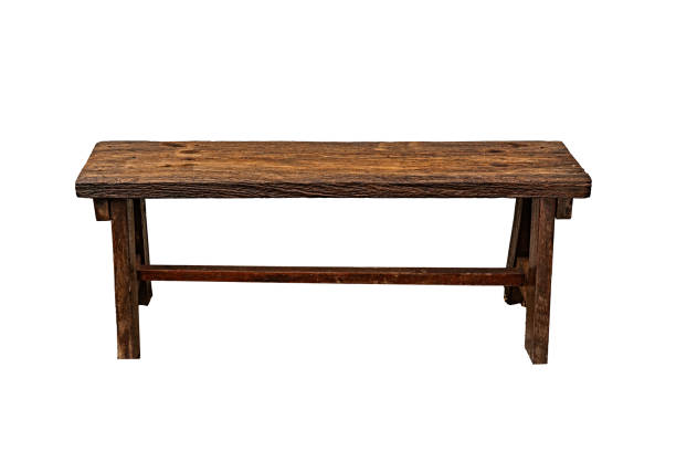 istock old dark brown wooden bench isolate on white background including clipping path 2162476303