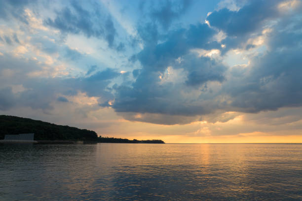 it is sunset at rocky place