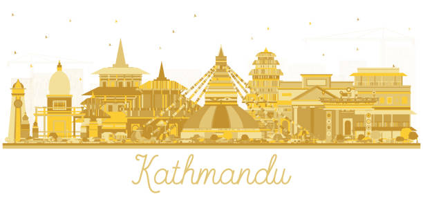 Kathmandu Nepal city skyline with golden buildings isolated on white. Business travel and tourism concept with historic architecture. Kathmandu cityscape with landmarks. Kathmandu Nepal city skyline with golden buildings isolated on white. Vector illustration. Business travel and tourism concept with historic architecture. Kathmandu cityscape with landmarks. kathmandu people stock illustrations
