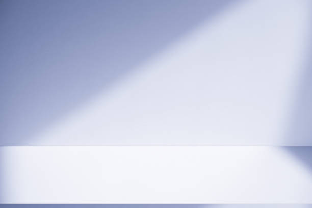 istock Studio style background wall decoration presentation uses white and blue tones. with shadows cast from a nearby window, concept creating a decorative 2162481151