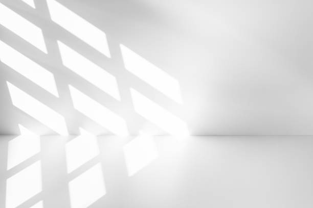 istock Studio style background wall decoration presentation uses white tones. with shadows cast from a nearby window, concept creating a decorative backdrop. 2162481157