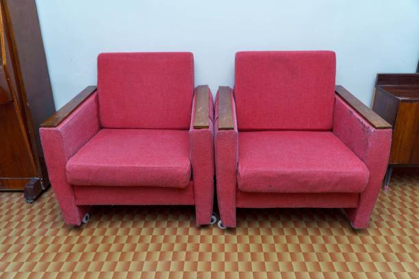 istock Old square chairs in the style of 70s 2162488450