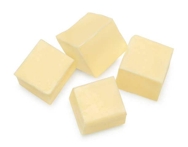 istock Pieces of butter isolated on white background. clipping path 2162489331