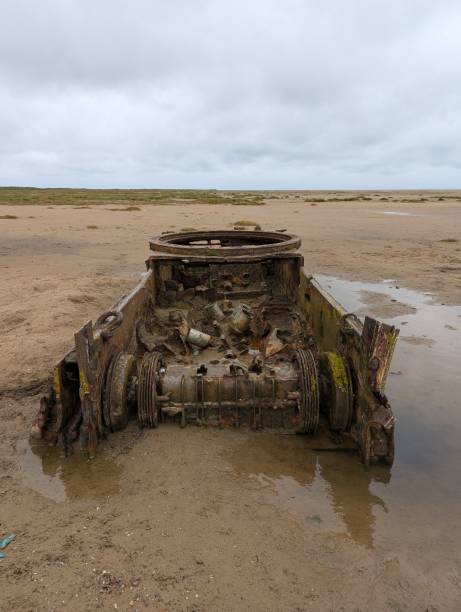 istock Abandoned Comet 1 A34 tank on a beach 2162497253
