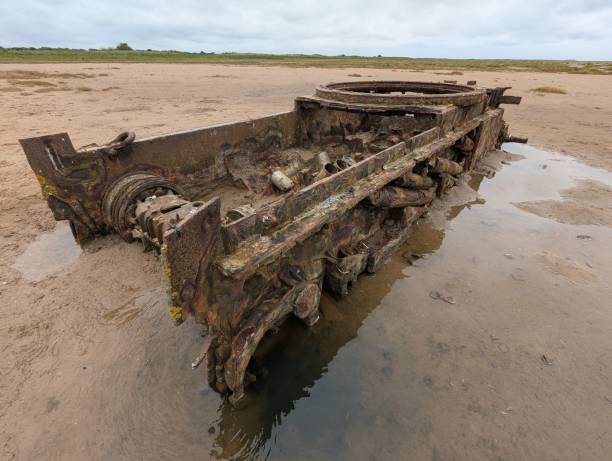 istock Abandoned Comet 1 A34 tank on a beach 2162497259