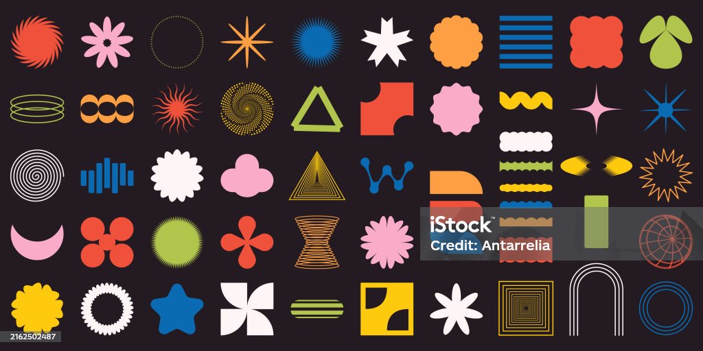 Element Shape Retro Set Of Vector Trending Elements In Retro Style Abstract Shapes For ...