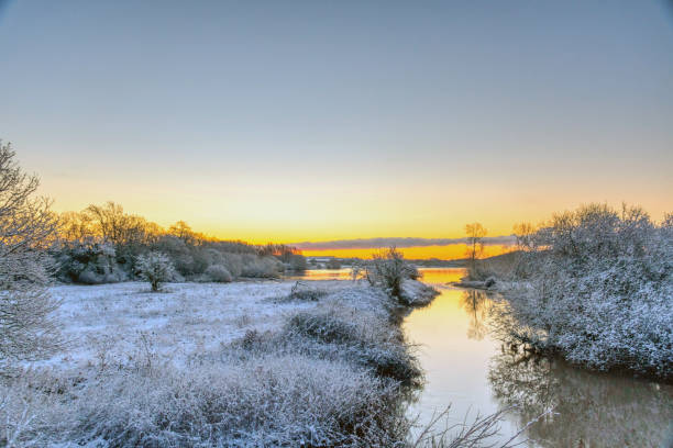 Alvecote Pools Covered In Snow In Wintertime,