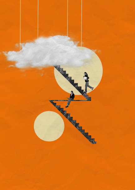 istock Contemporary Art Collage with Business Theme Featuring Abstract Elements and Modern Design on Vibrant Orange Background 2162508303