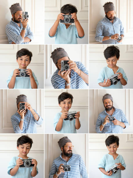 Father and son photographer portraits, Multiple image