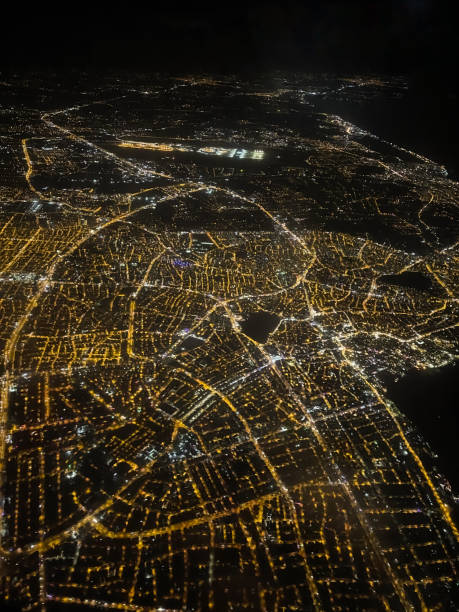 istock night city view from the plane 2162511622