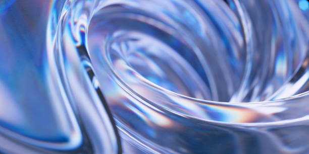 istock Abstract background with 3d crystal glass shape. Twisted shape with iridescent and holographic effect. 3d rendering of realistic glass with refraction and dispersion 2162512207