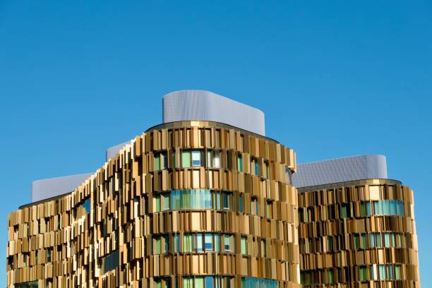 istock Office building with protruding metal installations 2162512215