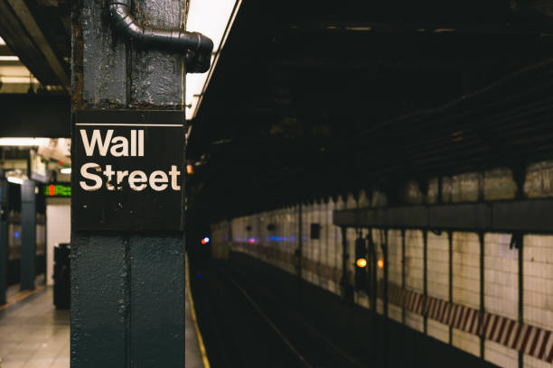 istock Wall street sign in empty subway 2162519098