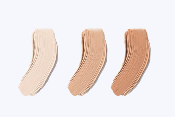 istock Set liquid foundation smudge on white background. Beauty skincare texture swipe swatch. Cosmetic makeup cream sample isolated on white 2162527310