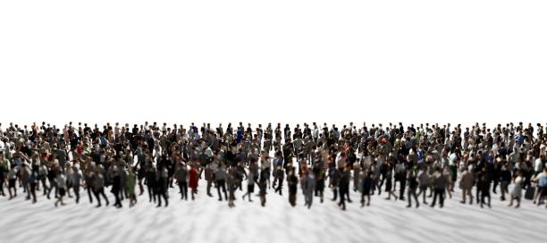 istock Diverse crowd of people standing on white background 2162532965