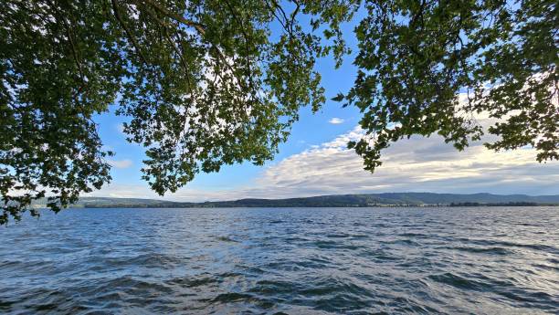 Summer vacation on beautiful Lake Constance with blue sky and sunshine