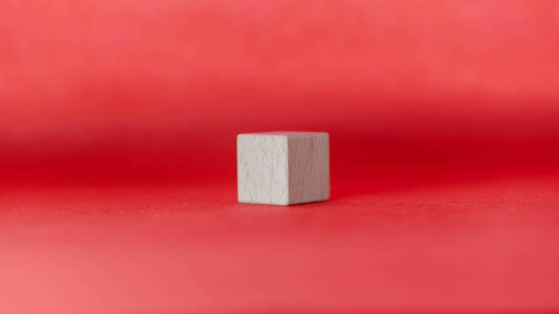 istock Box concept with wooden cubes isolated on red background. To simulate the perspective model 2162540858