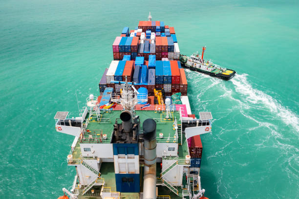 istock Cargo Ship with Colorful Containers at Sea 2162542066