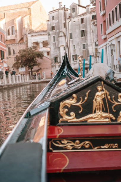 Detail of gondola decoration in Venice, Italy