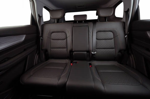 istock Perforated black leather rear car seat 2162547723