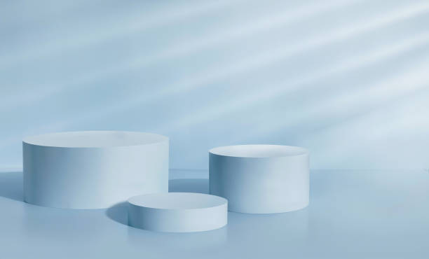 istock Light blue pedestal podium for showcasing luxury products 2162555484