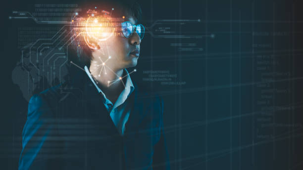 istock Businessman with AI (Artificial Intelligence) technology concept. Deep learning. GUI (Graphical User Interface). Futuristic technology transformation development and synchronize network connection 2162557891