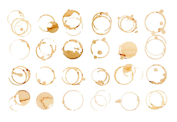 istock Coffee stains isolated on white background. Coffee prints.Round stain isolated, cafe stain fleck drink beverage. Coffee and Tea Stains cup rings. round trace of spilled coffee. Mockup. Copy space 2162560689