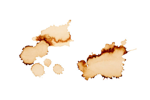 Abstract brown coffee grunge background. Dirty paper with paint stains.