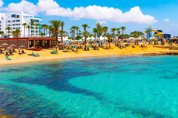 istock Topical beach with palm trees in Ayia Napa 2162562635