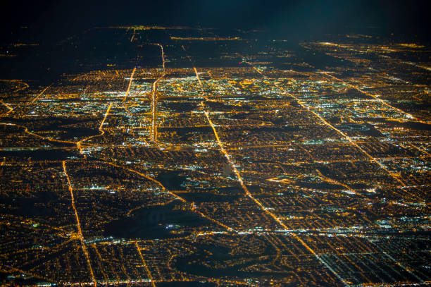 istock View of Toronto from the airplane window at night 2162565382