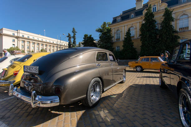 Sofia, Bulgaria - June 15, 2024: Parade of old retro cars at Spring Retro Parade in Sofia, Bulgaria, retro car Warszawa 223 (1969)