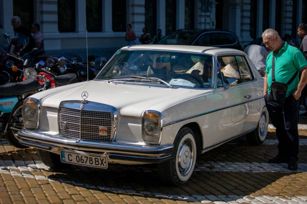 Sofia, Bulgaria - June 15, 2024: Parade of old retro cars at Spring Retro Parade in Sofia, Bulgaria, retro car 1972 MERCEDES-BENZ (W114) 280 CE COUPE