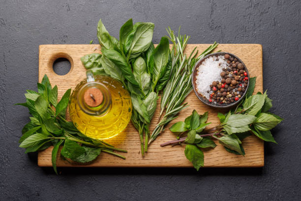 istock Various herbs and spices on the table 2162566371