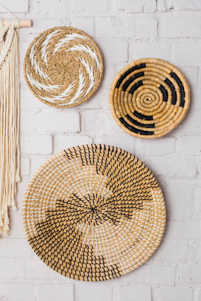 istock Closeup of three decorative straw plates 2162566722