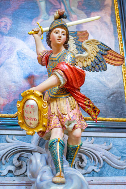 istock Statue representing Archangel Saint Michael inside a church in Lisbon. 2162573993