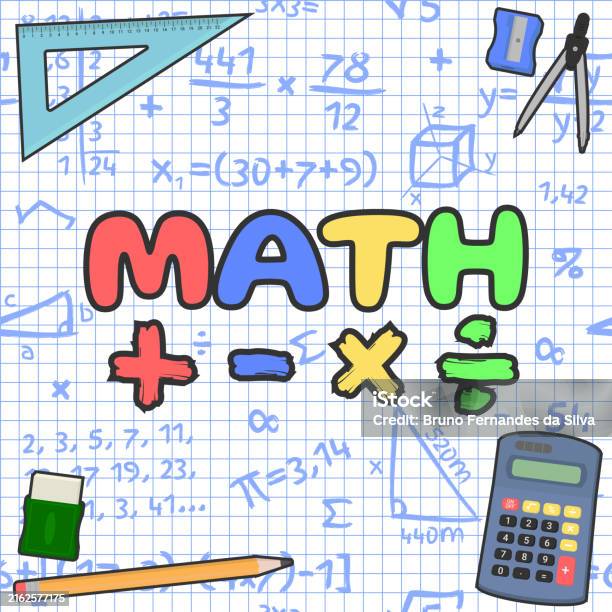 Map Math Logo Math Logo Layout With Colorful Math Logo And School Objects On Squared ...