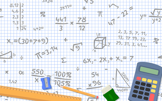 How To Study Math Layout Math Design Layout Calculator Pencil Sharpener Eraser And Ruler On ...