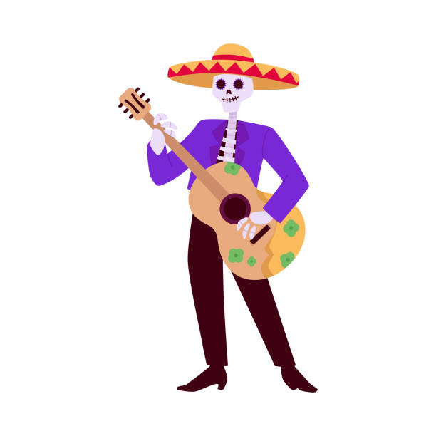 istock The Dia de Muertos is captured in a vector illustration with a cheerful skeleton musician 2162580592