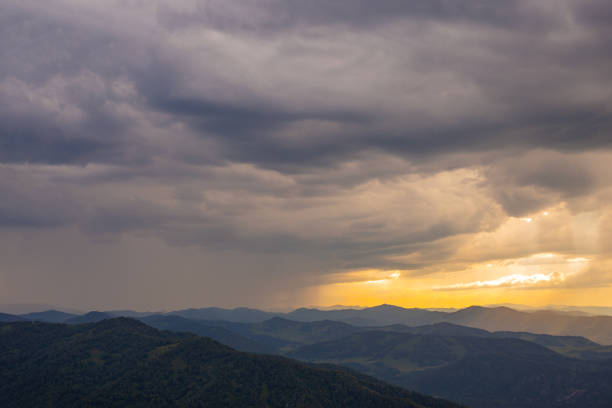 Beautiful landscape - mountain and clouds in Altai. High quality photo