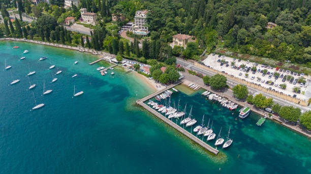 istock Garda town, Lake Garda -  Italy, drone view 2162582608