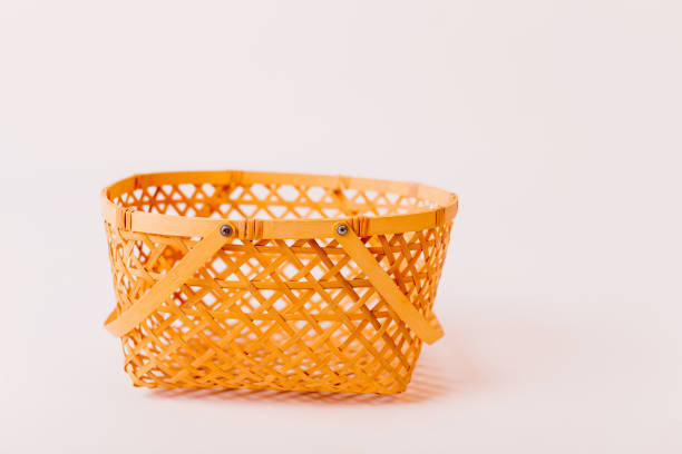 Closeup of a basket on a white background