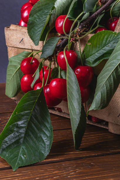 istock ripe cherries in a box on the table close up 2162592315