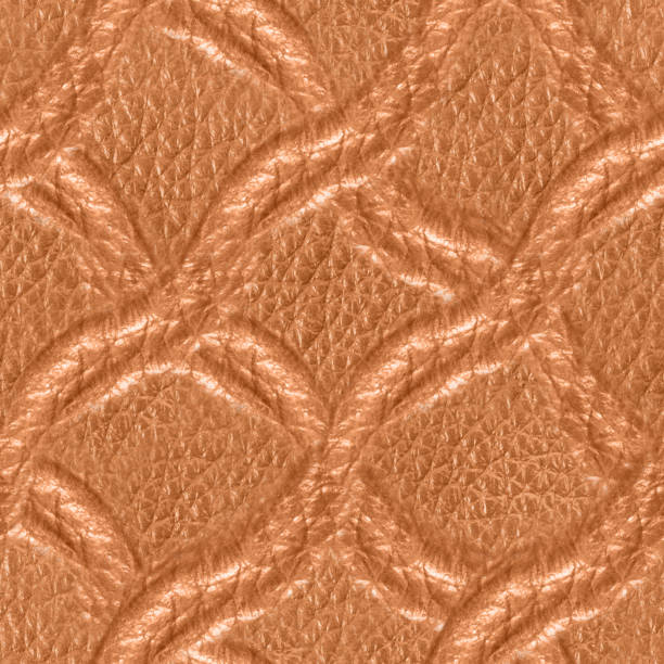 istock Seamless 4k photo texture of light brown leather embossed with weave line mesh pattern. 2162592359