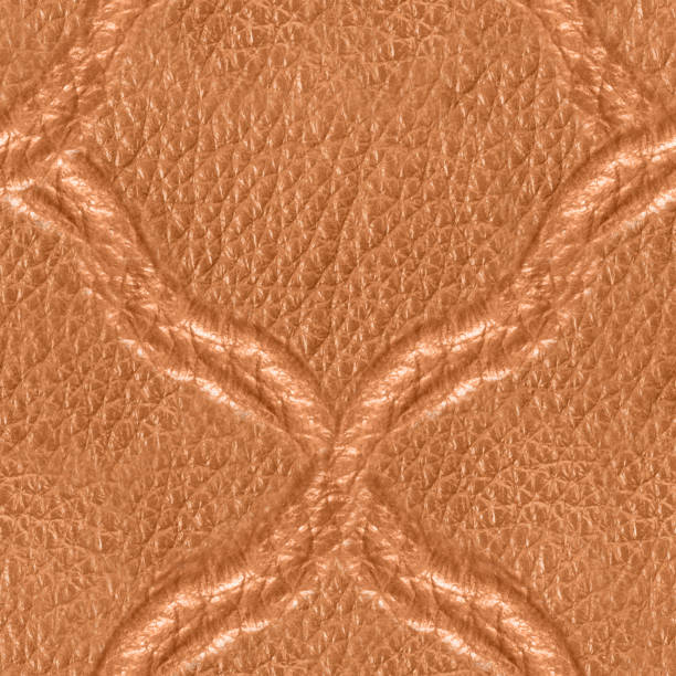 istock Seamless 4k photo texture of light brown leather embossed with weave line mesh pattern. 2162592363