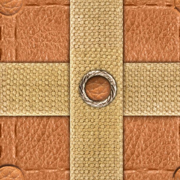 istock Seamless 4k photo texture of light brown patterned leather with cloth strap. 2162592673