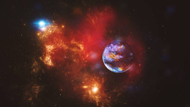 Abstract image of distant exo Earth like planet. This is entirely CGI generated and generic.
