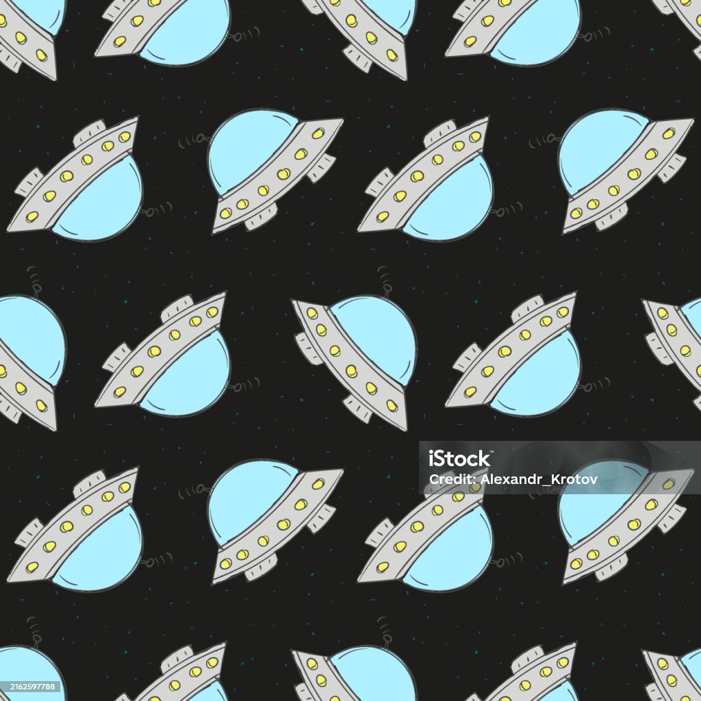 Repeatable Space Pattern Seamless Space Background Handdrawn A Repeating Pattern Of Cartoon ...