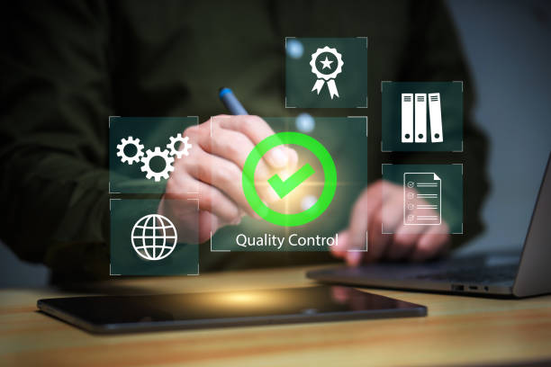 istock Product Quality control concept, Mnn using laptop with check mark symbol represents the standard quality control. 2162604193