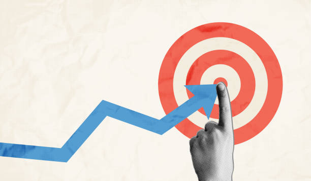 achieve goal concept art collage vector illustration - strategie stock-grafiken, -clipart, -cartoons und -symbole